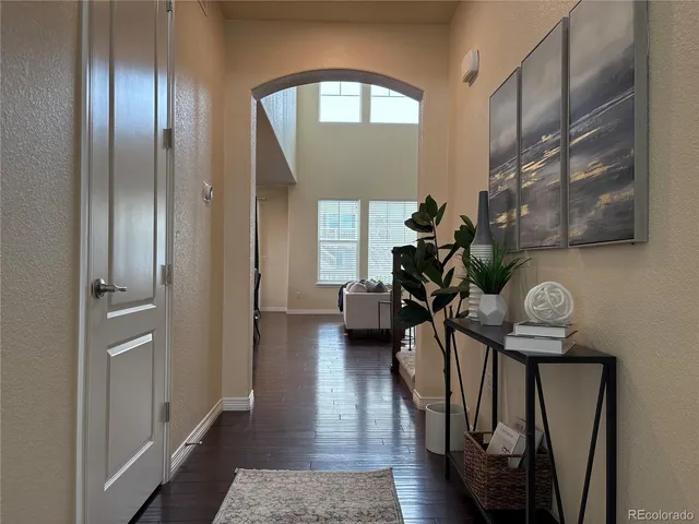 a view of entryway with wooden floor