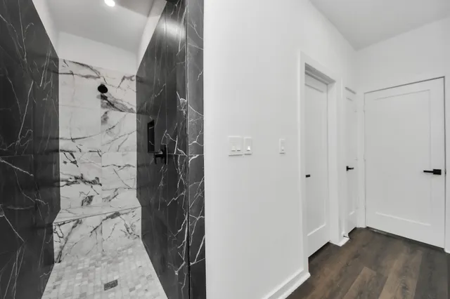 a bathroom with a shower