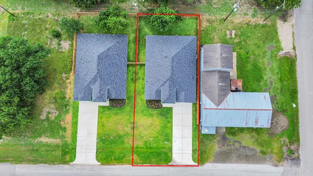 an aerial view of a house