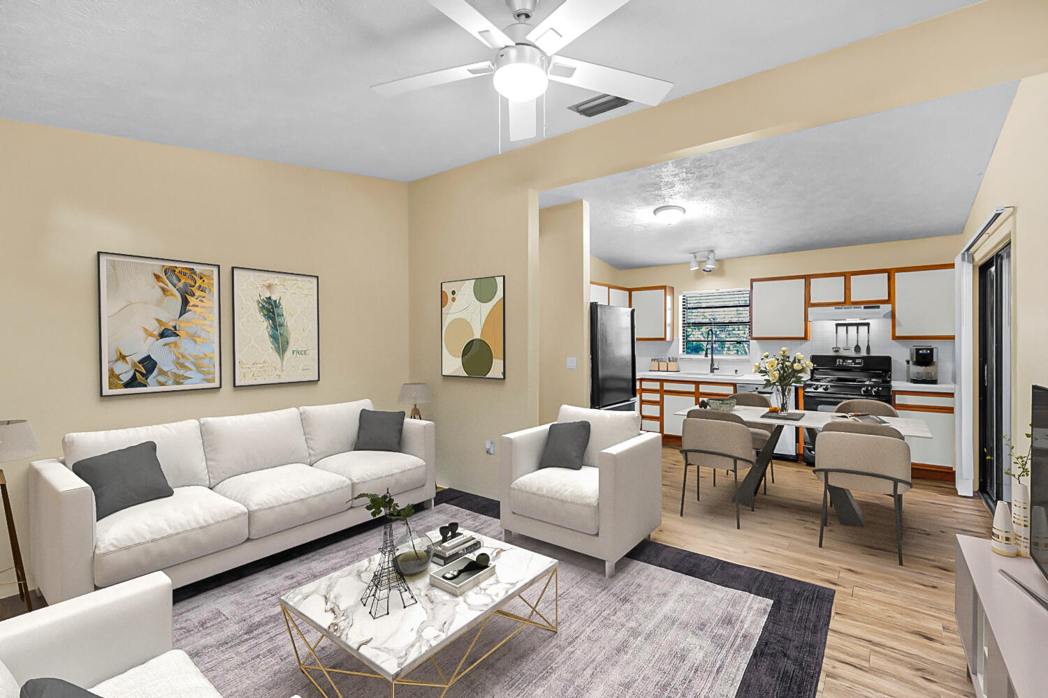Virtual Staged Living & Kitchen