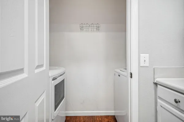 a view of small space with racks on the wall