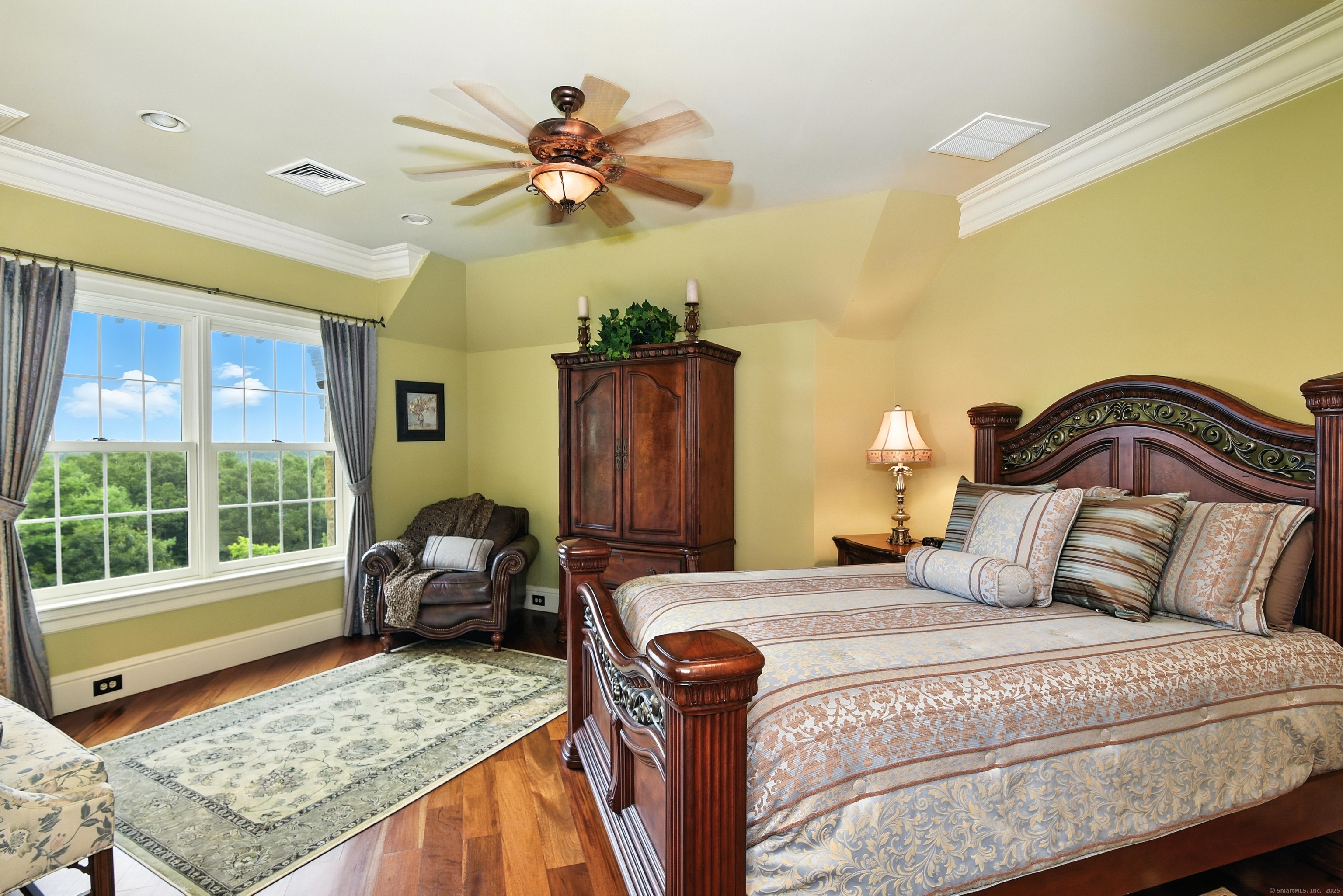 282 Searles Road Pomfret, CT 06259 - Photo 21 of 40 Second bedroom features a breathtaking easterly view and convenient connection to the dual-access bathroom. All upstairs bedrooms have tall, 9-foot ceilings.