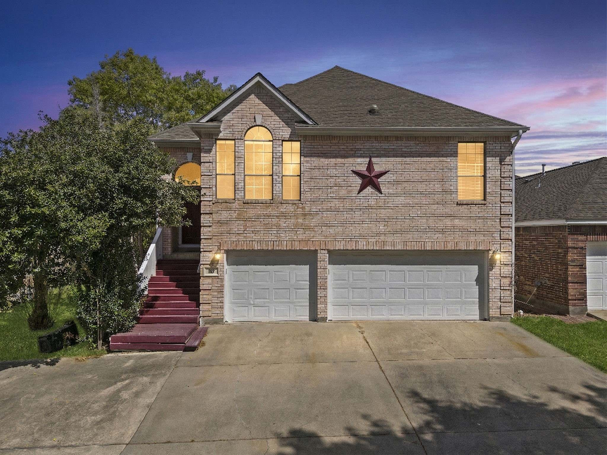 169 April Cove Montgomery, TX 77356 - Photo 1 of 39 This two-story brick home features a large double garage and a charming front entrance with a red accent door. The property offers 2,537 sqft of living space, 3 bedrooms, a sunroom, and many more upgrades.