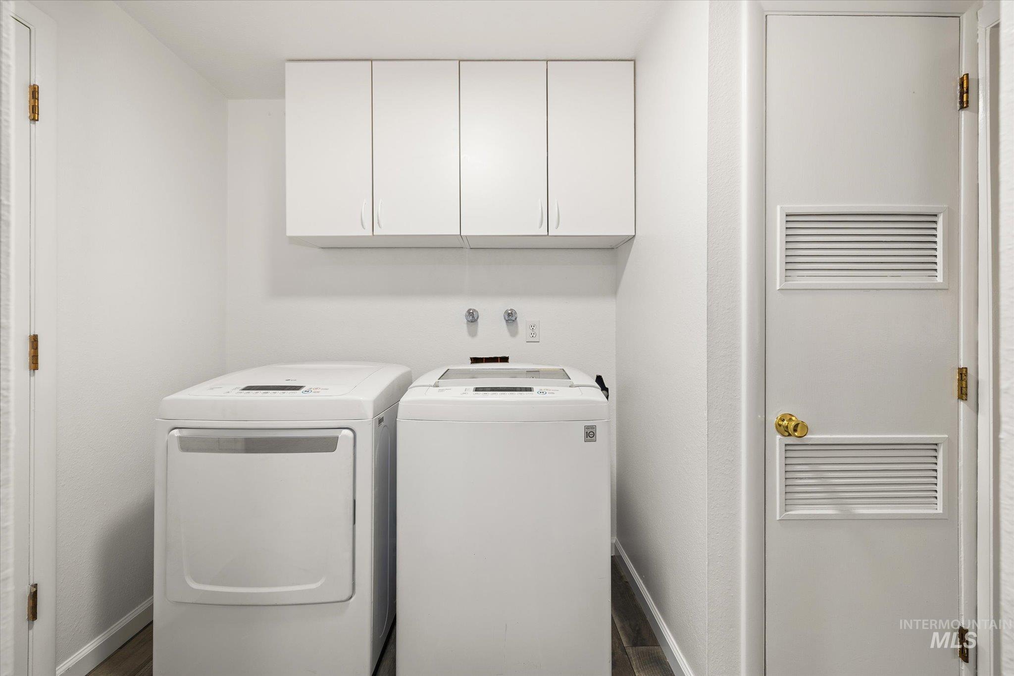 2302 Pendleton Street Boise, ID 83705 - Photo 18 of 35 Dedicated laundry area featuring white upper cabinetry and wood-finish flooring