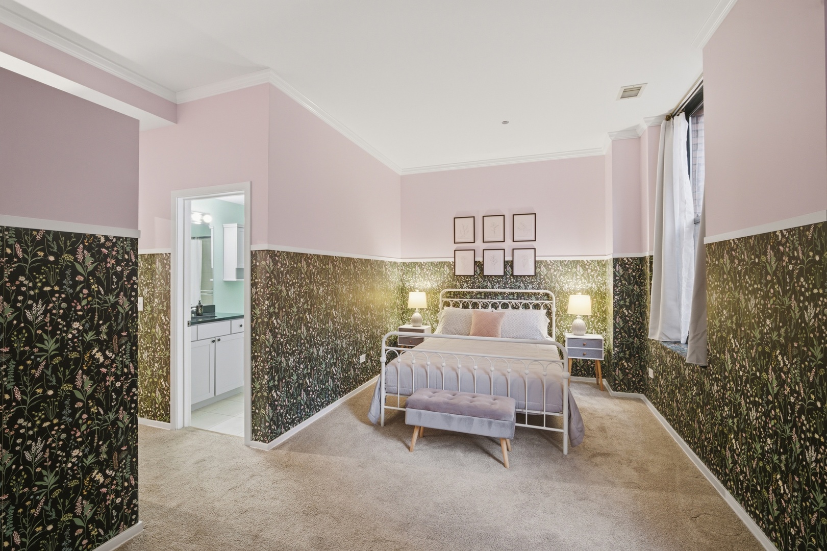 208 West Washington Street, Unit 910 Chicago, IL 60606 - Photo 13 of 18 a bedroom with a bed and a chandelier