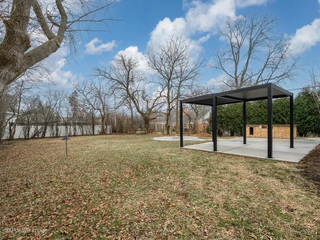 a view of a yard with a tree