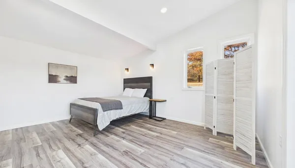 an aerial view of a house