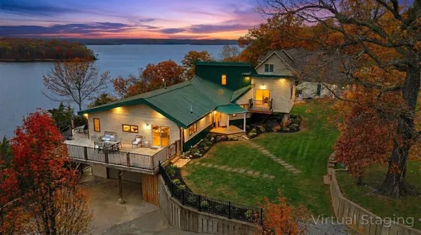 a view of a room with wooden walls