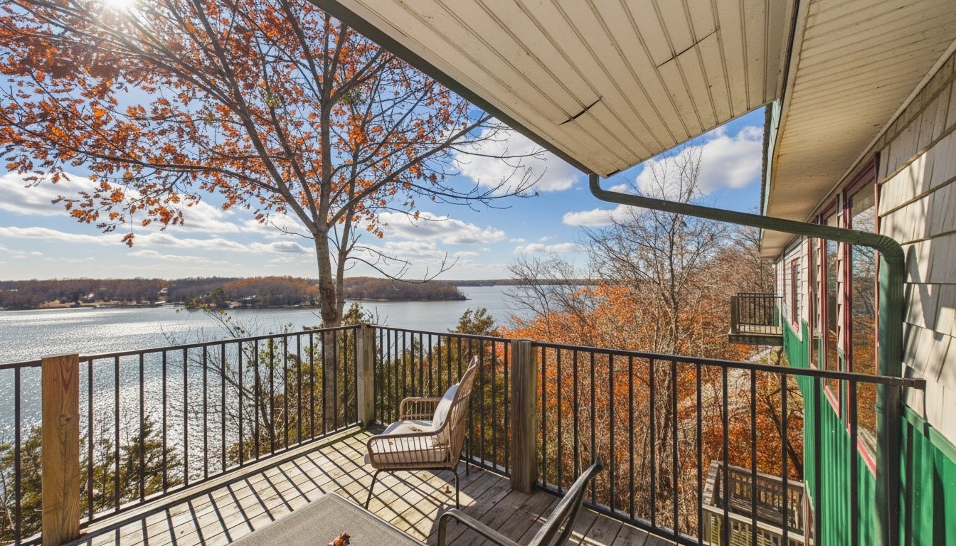 346 Deer Run Road Eddyville, KY 42038 - Photo 56 of 76 a view of a balcony with wooden floor and fence