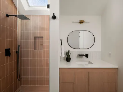 a view of an empty room with stairs