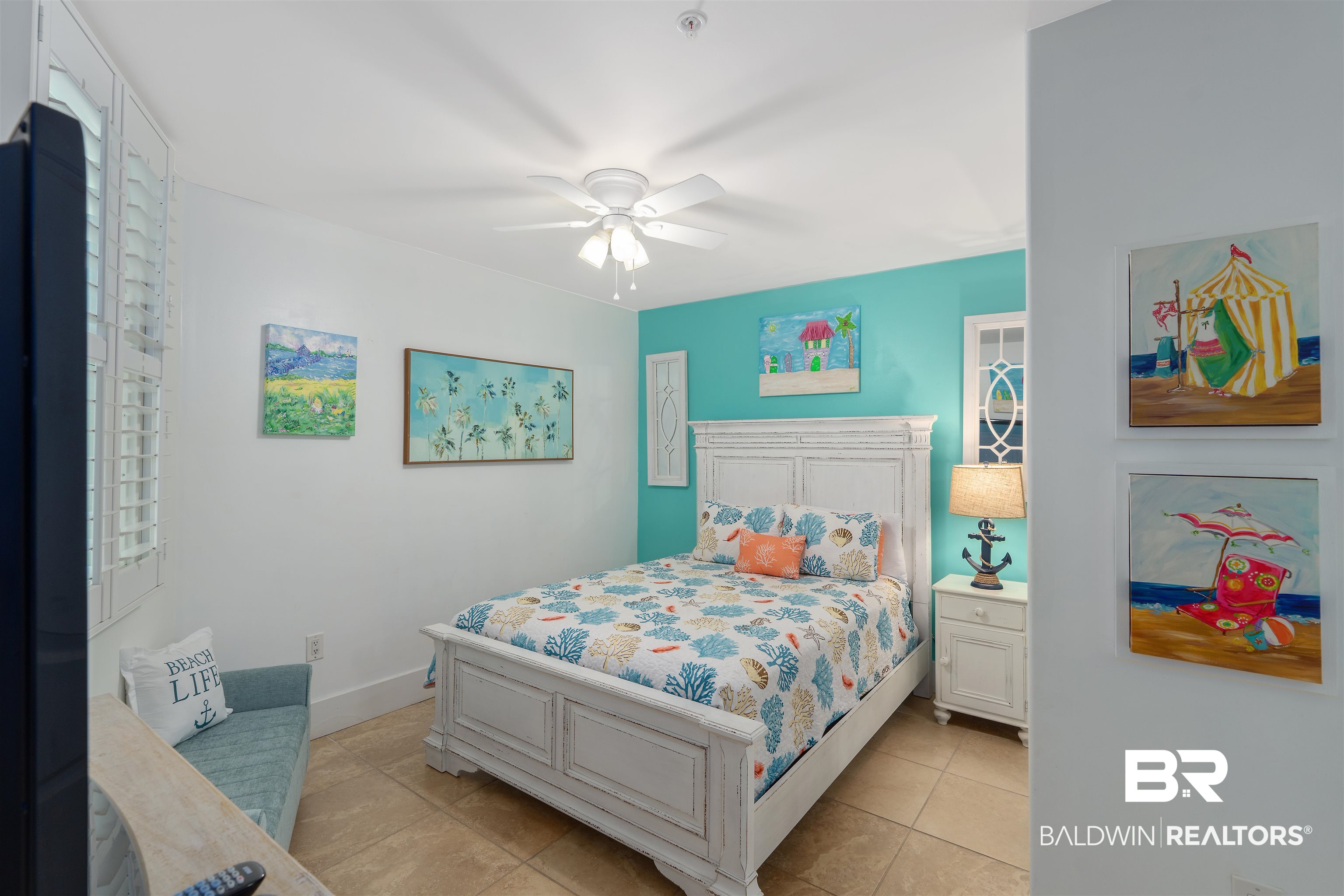 28107 Perdido Beach Boulevard, Unit DPH06 Orange Beach, AL 36561 - Photo 26 of 70 Bedroom featuring light tile patterned floors and ceiling fan