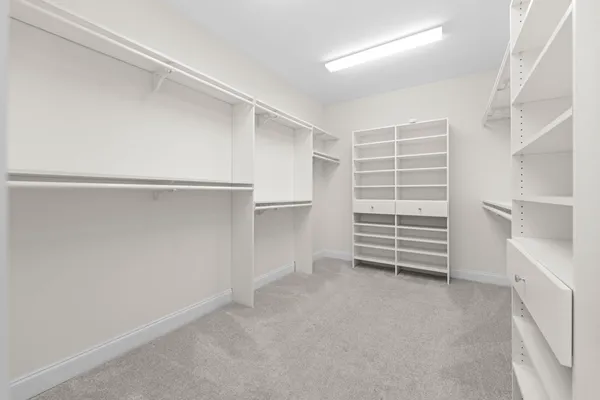 a view of an empty walk in closet