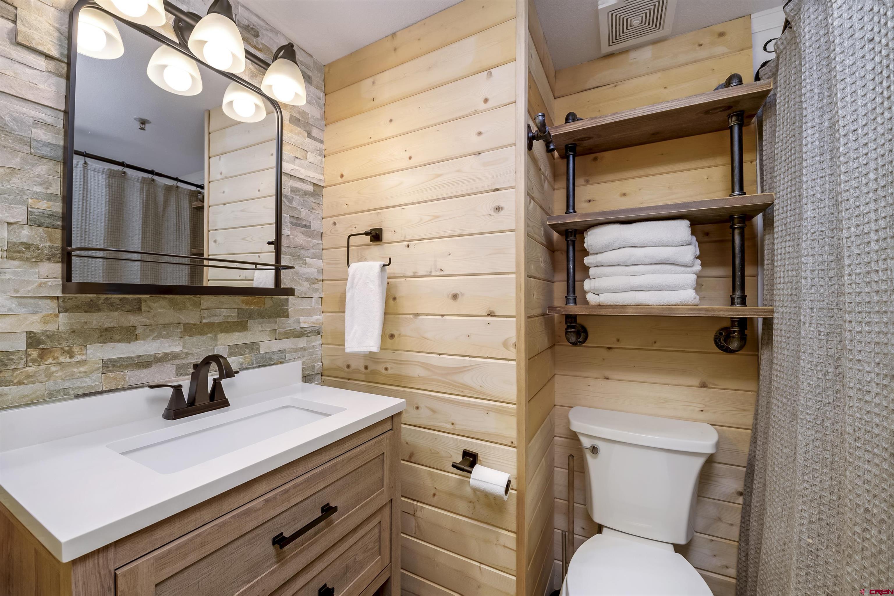 11 Emmons Road, Unit 430 Crested Butte, CO 81225 - Photo 17 of 27 a bathroom with a sink a toilet and shower
