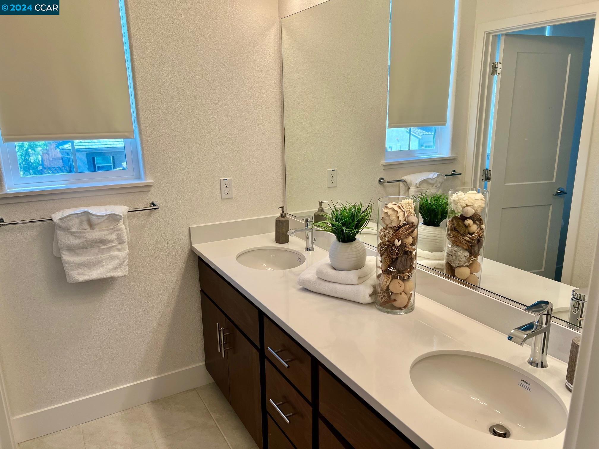 388 Ramos Ranch Road Oakley, CA 94561 - Photo 19 of 21 a bathroom with a double vanity sink and a mirror