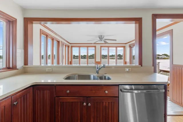 a view of room with a large window