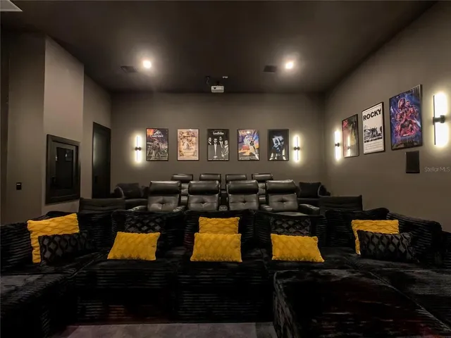 a view of a lake with a garden