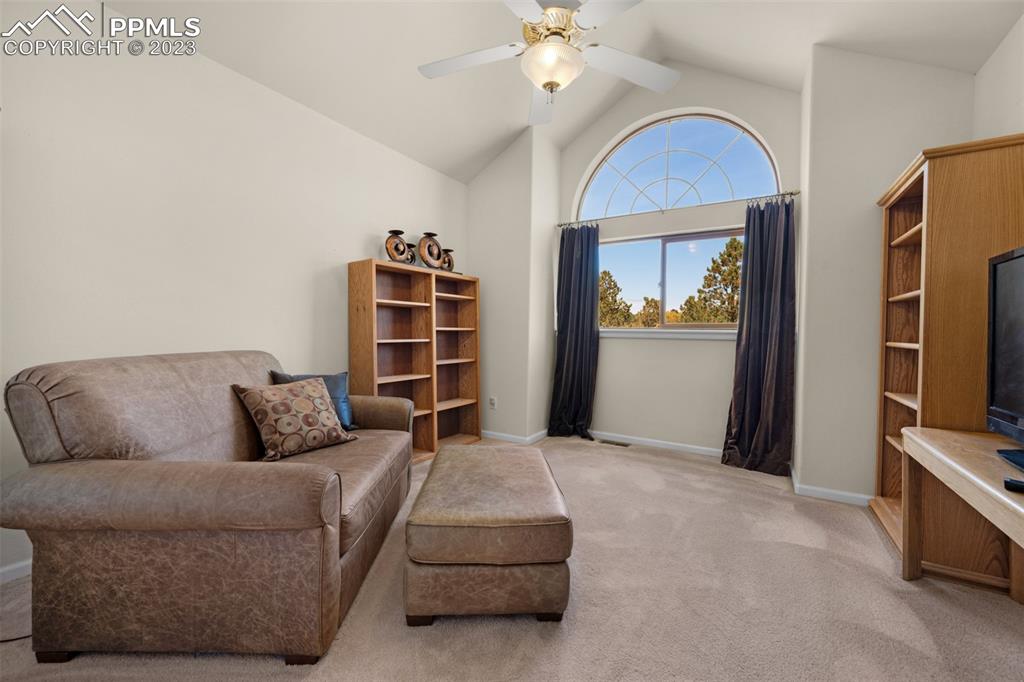 7425 Tobin Road Colorado Springs, CO 80908 - Photo 34 of 49 a living room with furniture and a flat screen tv