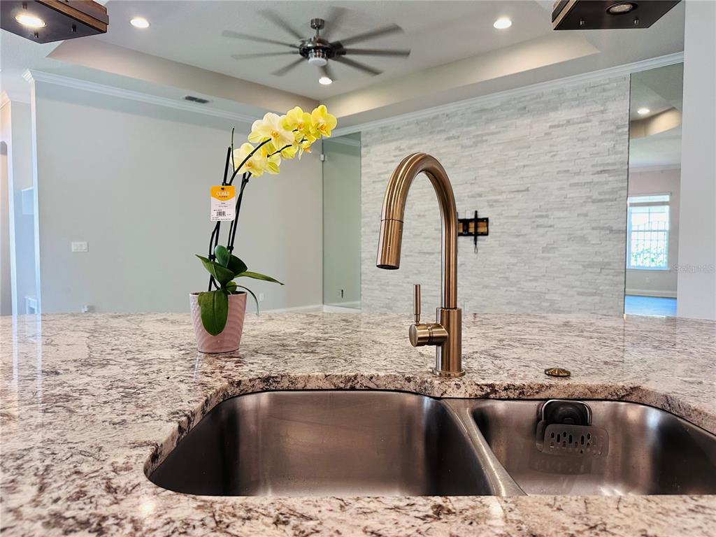 9319 Richet Place Orlando, FL 32827 - Photo 7 of 50 a kitchen with a sink a faucet a potted plant and wooden floor
