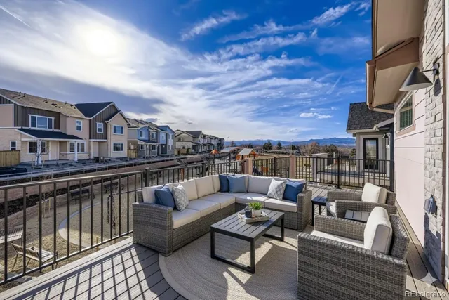 a view of a terrace with couches