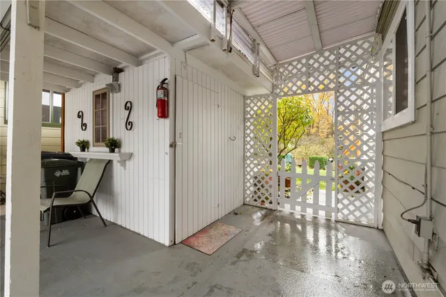 a garden view with a lake view