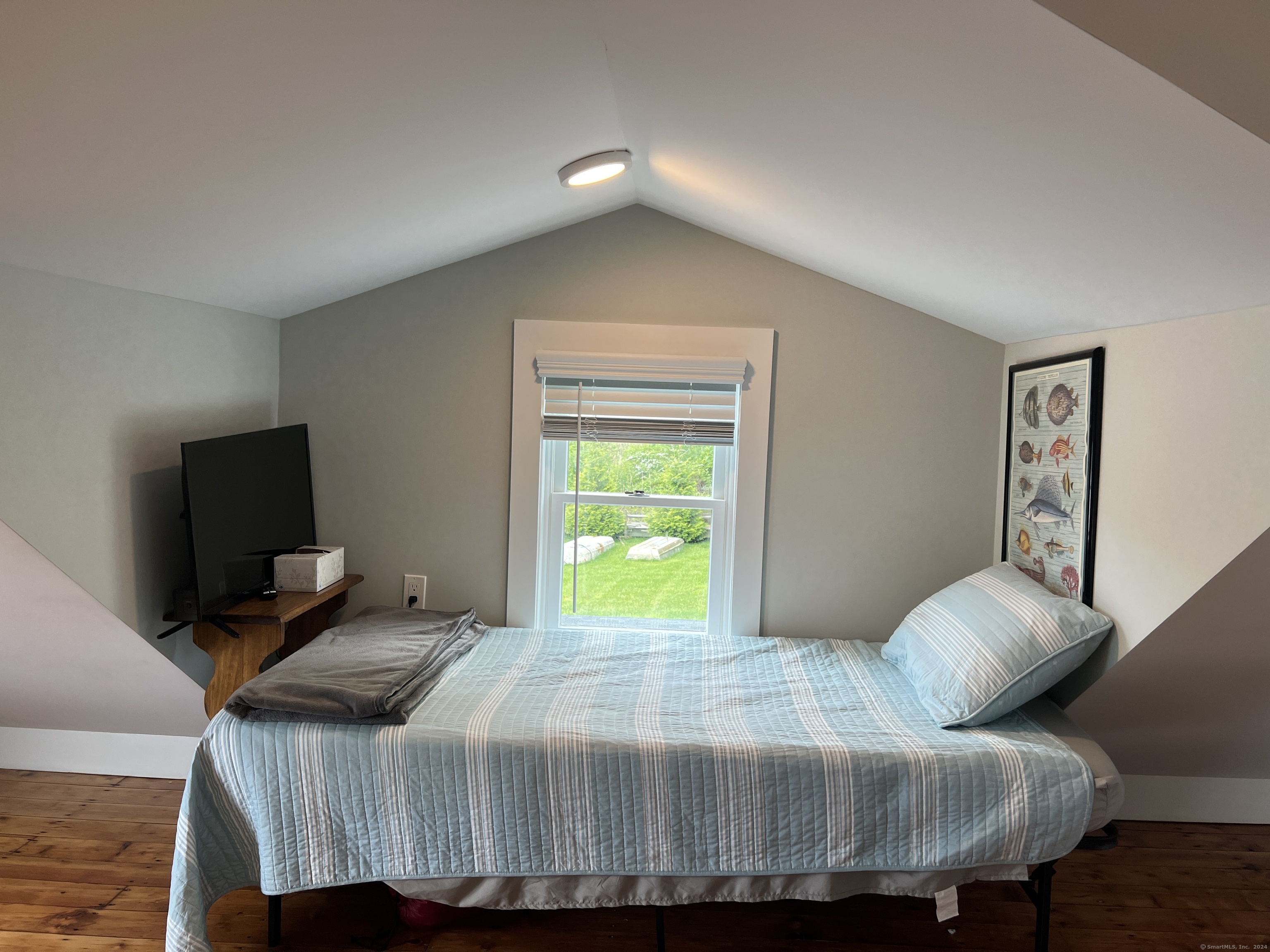 61 Old Black Point Road East Lyme, CT 06357 - Photo 19 of 27 a bedroom with a bed and a television