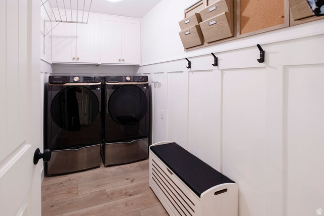 924 Country Lane Farmington, UT 84025 - Photo 62 of 91 Laundry area featuring light wood-finish flooring and white board and batten wall paneling