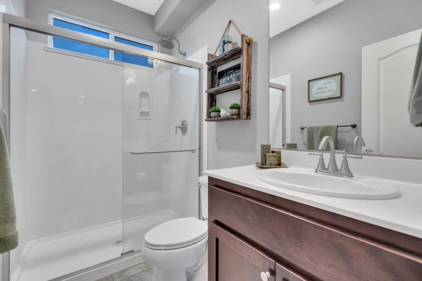 2284 Province Place Hughson, CA 95326 - Photo 25 of 53 a bathroom with a granite countertop sink toilet and shower