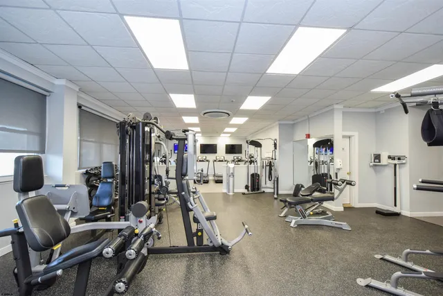 a view of a room with gym equipment