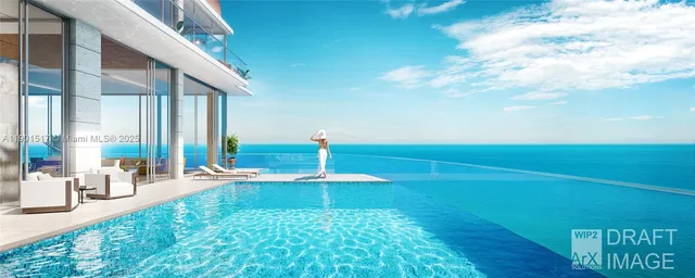 a view of swimming pool with seating space