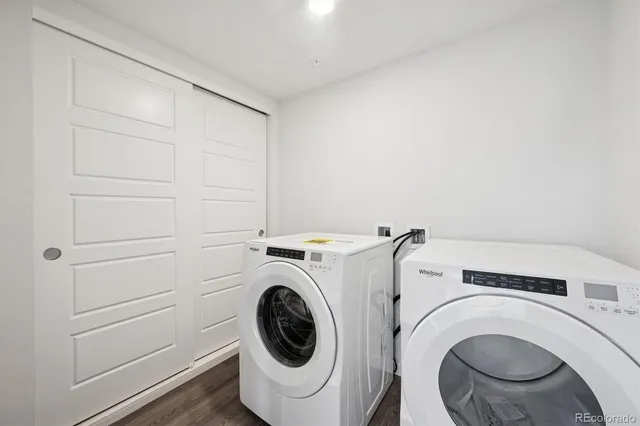 a utility room with dryer and washer