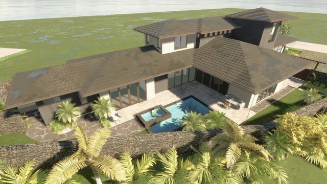 a view of a chairs and table in a patio