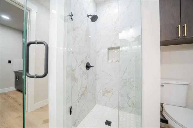 a bathroom with a shower
