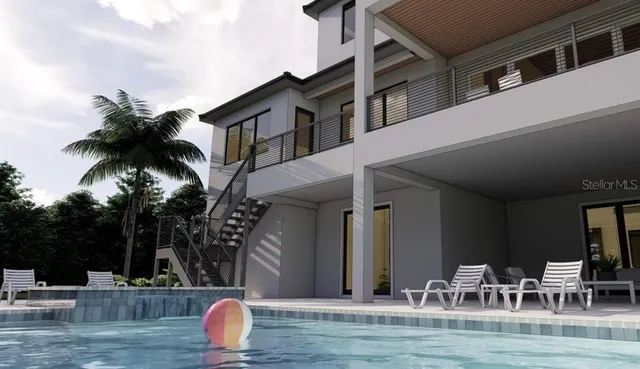 a outdoor space with lots of white furniture