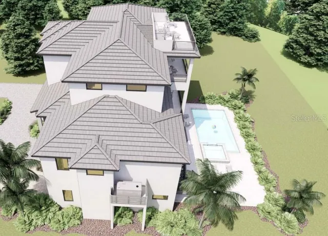 an aerial view of a house