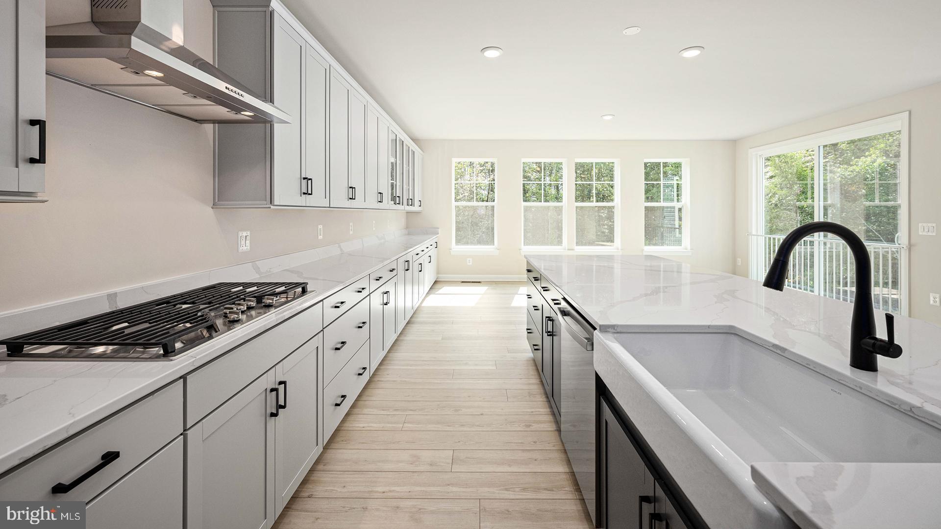 13423 Reconnaissance Ridge Road Fredericksburg, VA 22407 - Photo 8 of 41 a large white kitchen with wooden floor a sink and stainless steel appliances