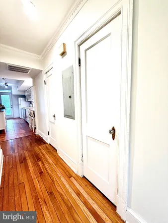 a view of a room with racks on the wall