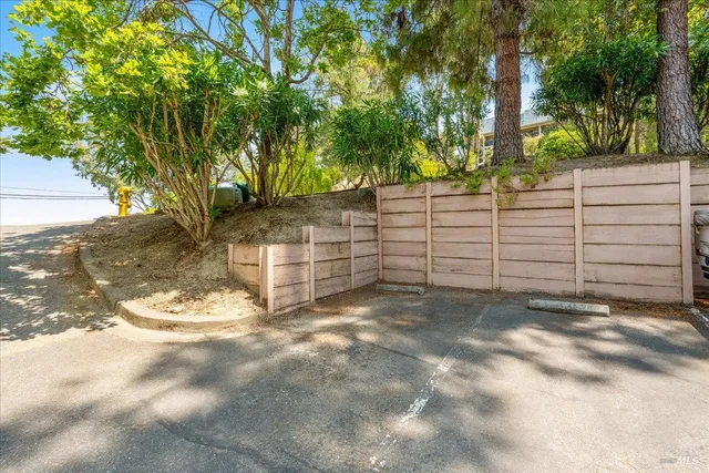 a view of a yard with an trees