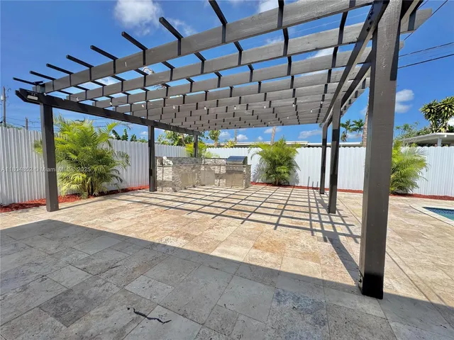 a view of a swimming pool with a yard