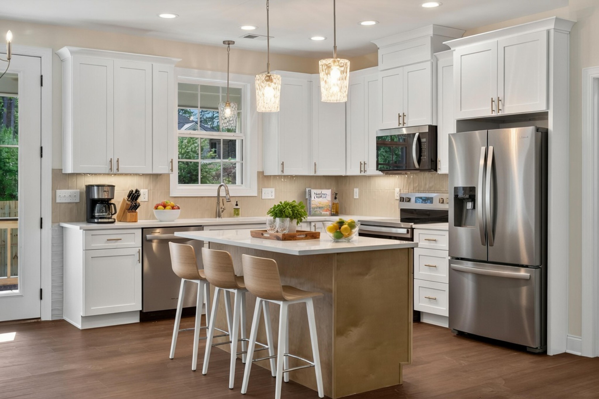 413 Haig Ml Lk Road, Unit 5 Dalton, GA 30720 - Photo 11 of 50 a kitchen with stainless steel appliances granite countertop a refrigerator a sink dishwasher a stove and white cabinets with wooden floor