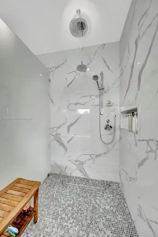 a view of an outdoor dining space with furniture