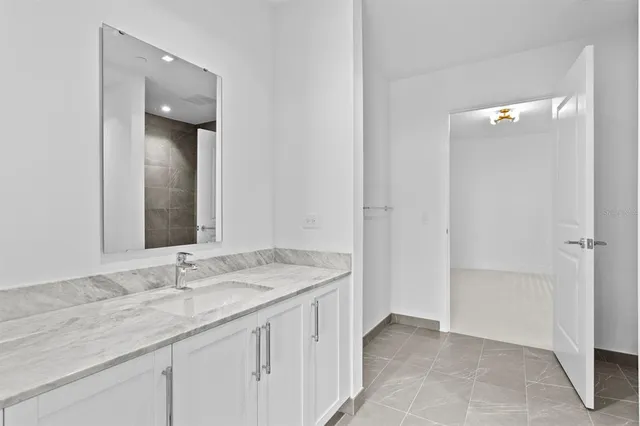 a bathroom with a sink and a shower