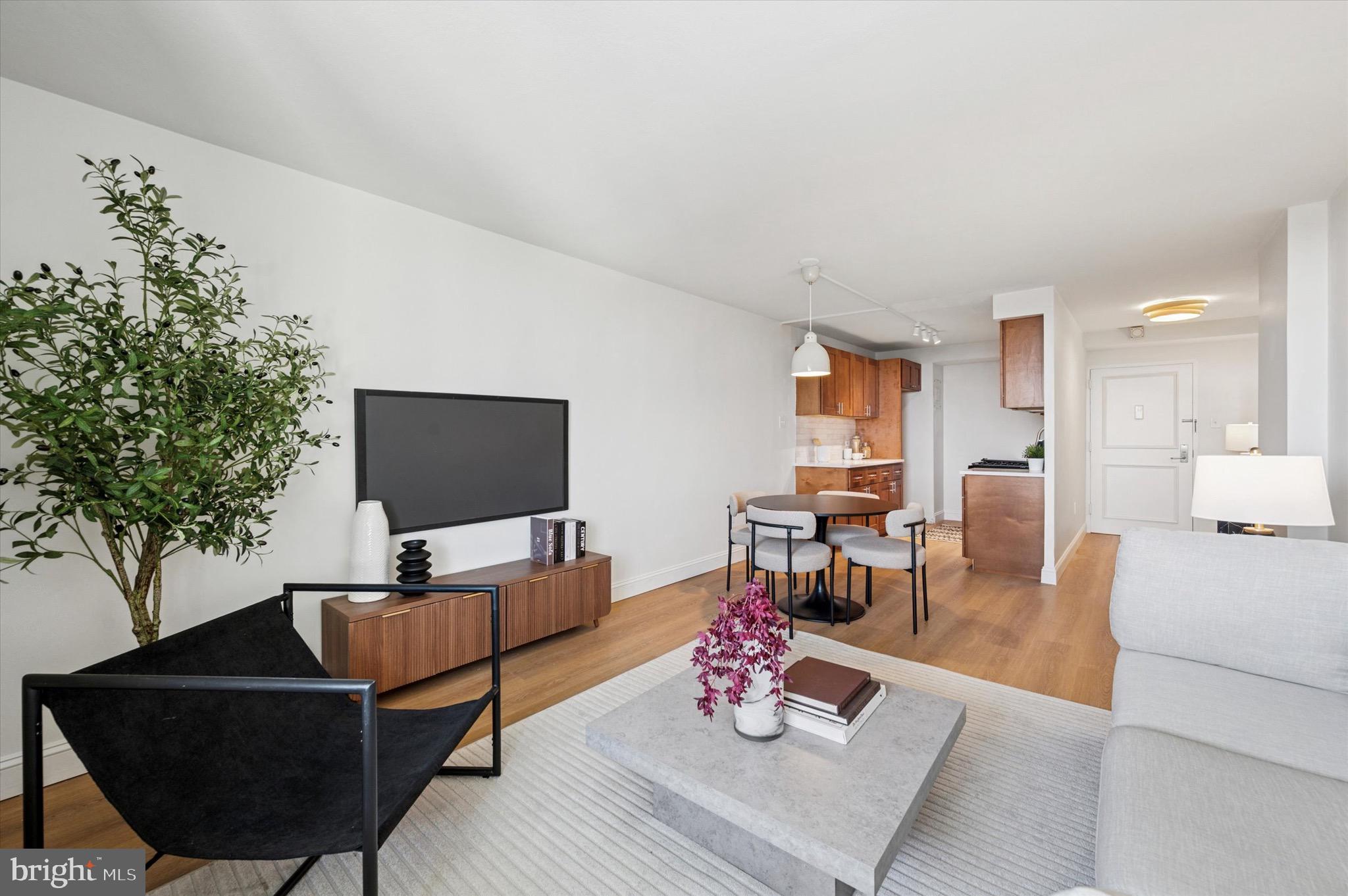 604 South Washington Square, Unit 1015 Philadelphia, PA 19106 - Photo 4 of 24 a living room with furniture and a flat screen tv