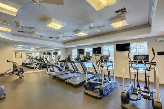 a view of a room with gym equipment