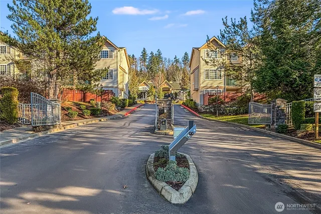 a view of a street with houses