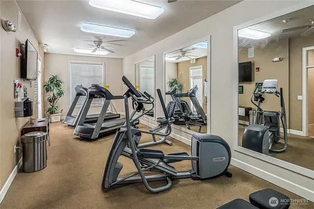 a view of a room with gym equipment