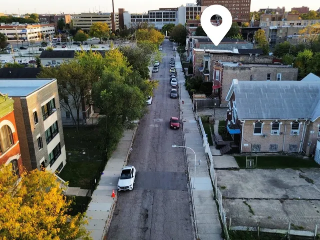 an aerial view of a house