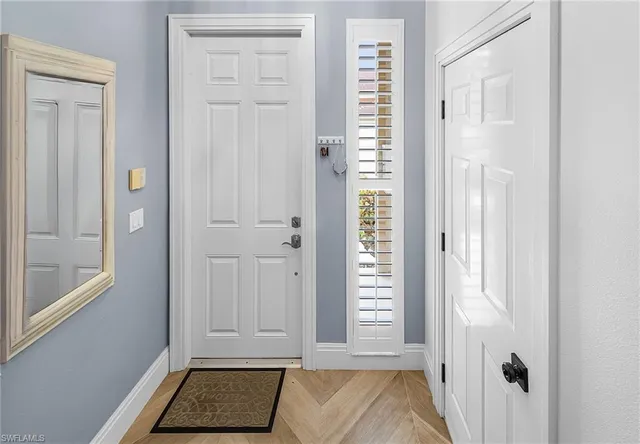 a view of front door with bedroom