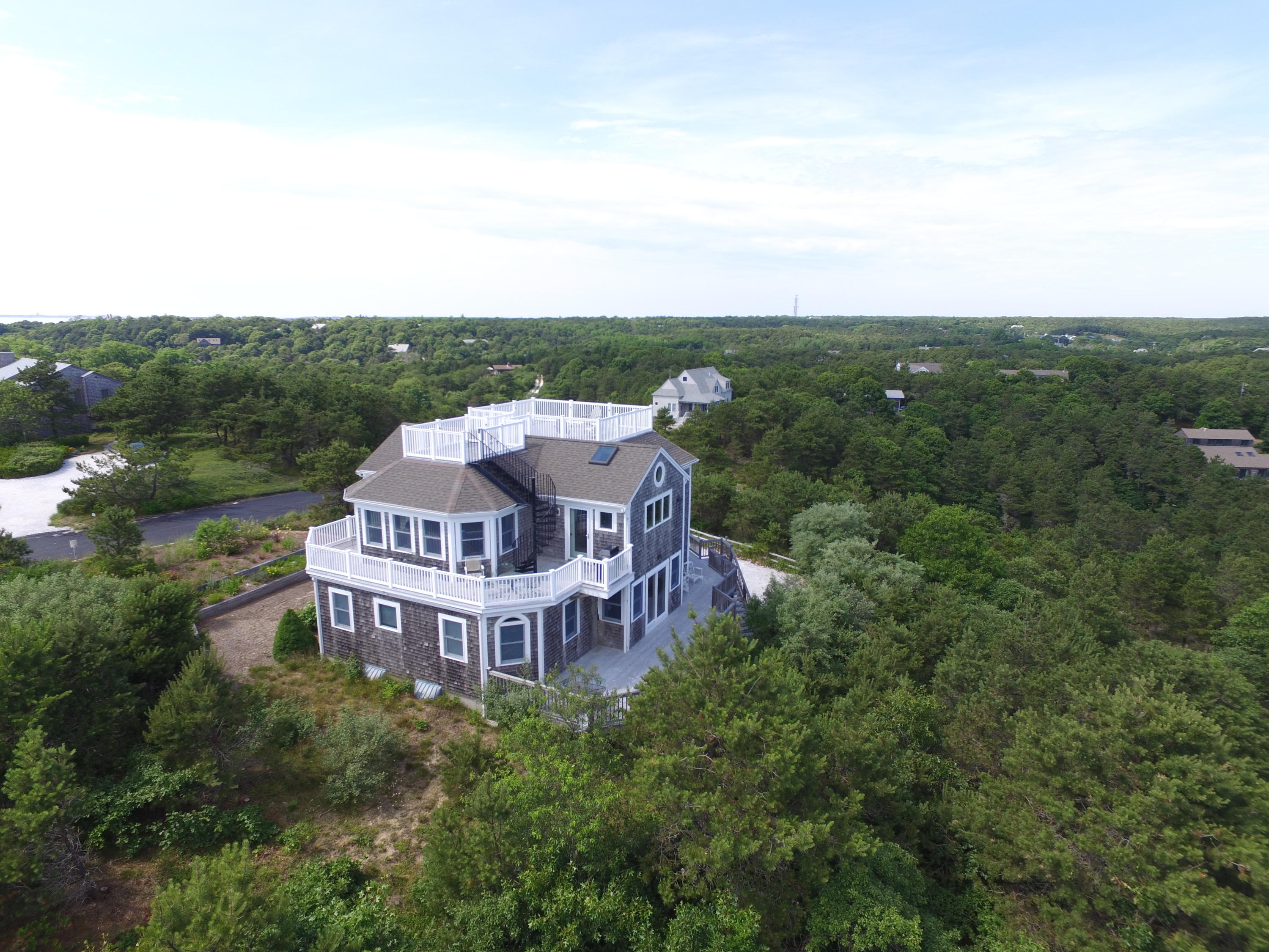 4 High Ridge Rd Extension Truro, MA 02666 - Photo 32 of 46 an aerial view of a house with a yard and balcony