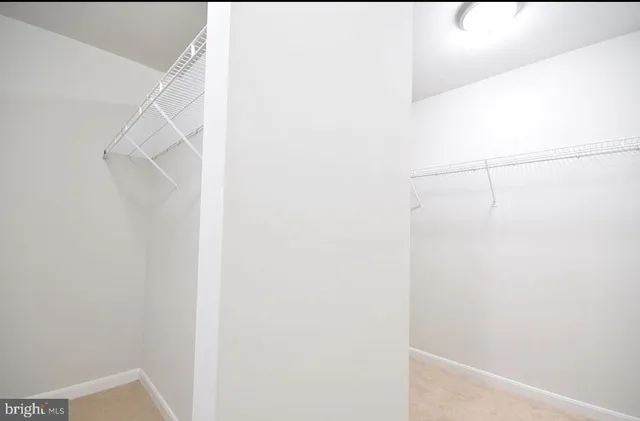 a view of small space with racks on the wall