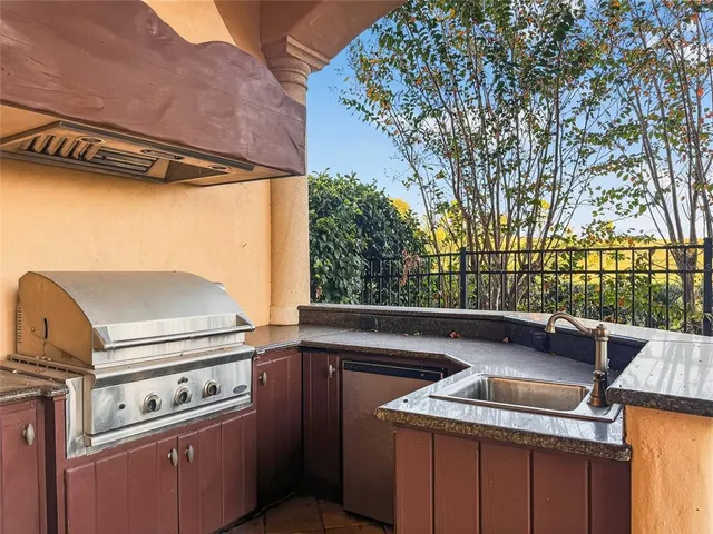 an aerial view of a house with a garden